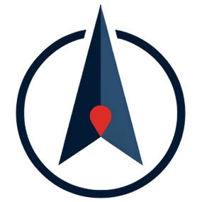 Logotipo Track Builder, ícone de seta e pin de localização